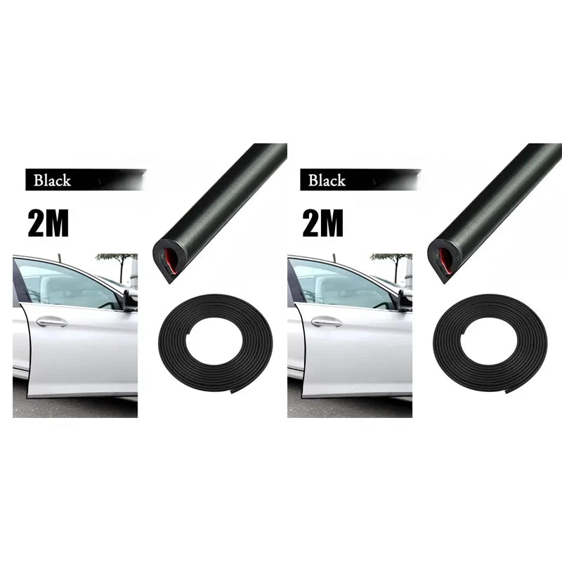 1/2/3pcs Door Anti-Collision Strip Car Door Border Scratching Anti-Collision Hood Protection Strip Door For General Purpose Oasis Select 2pcs Black-2m