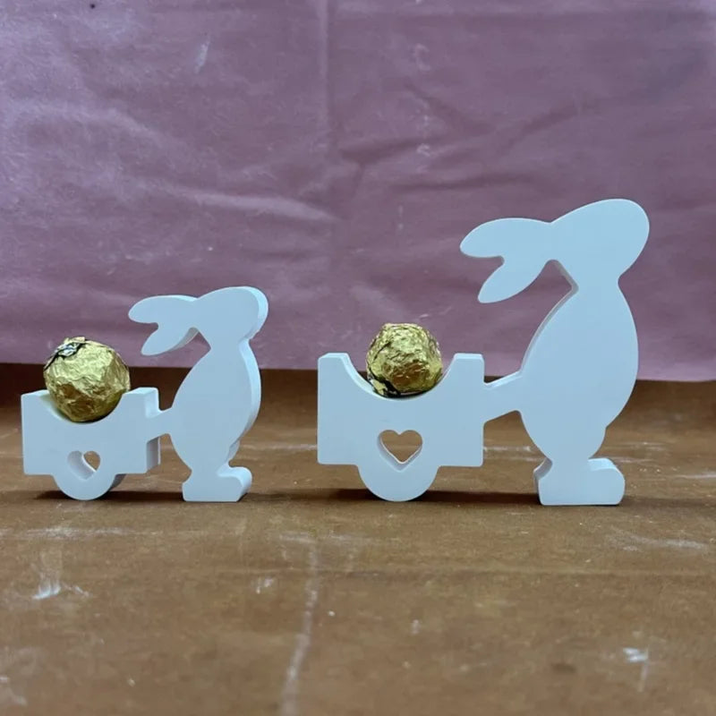 Resin Mold Easter Ornament Gypsum Cement Ornament Mold Silicone Mold for Small and Large Rabbits Pulling Carts Oasis Select