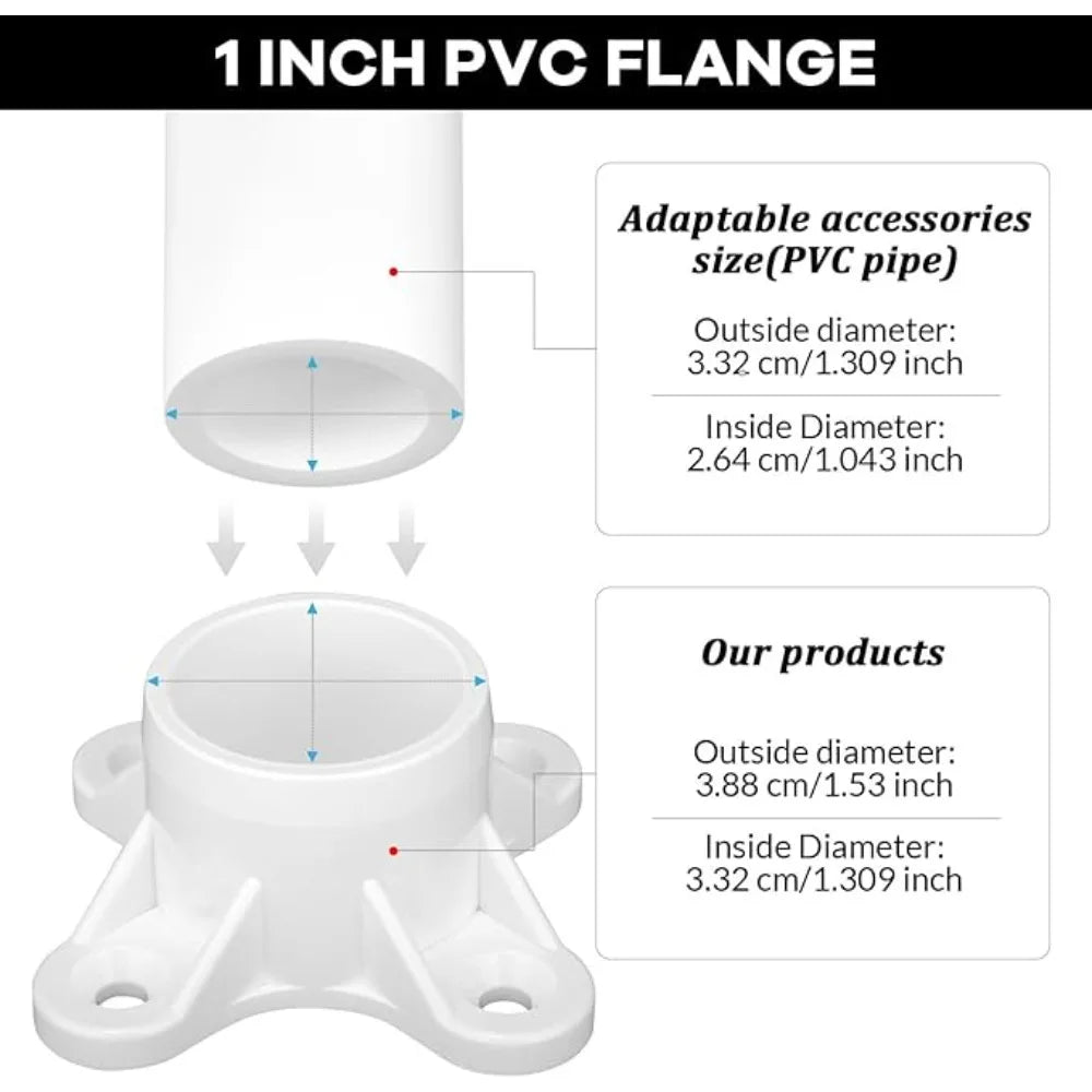 American SCH40 Resistant PVC Flange Fittings Strong Pipe Connectors set for Securing Shelves & Stabilizing Table Legs Easily Oasis Select
