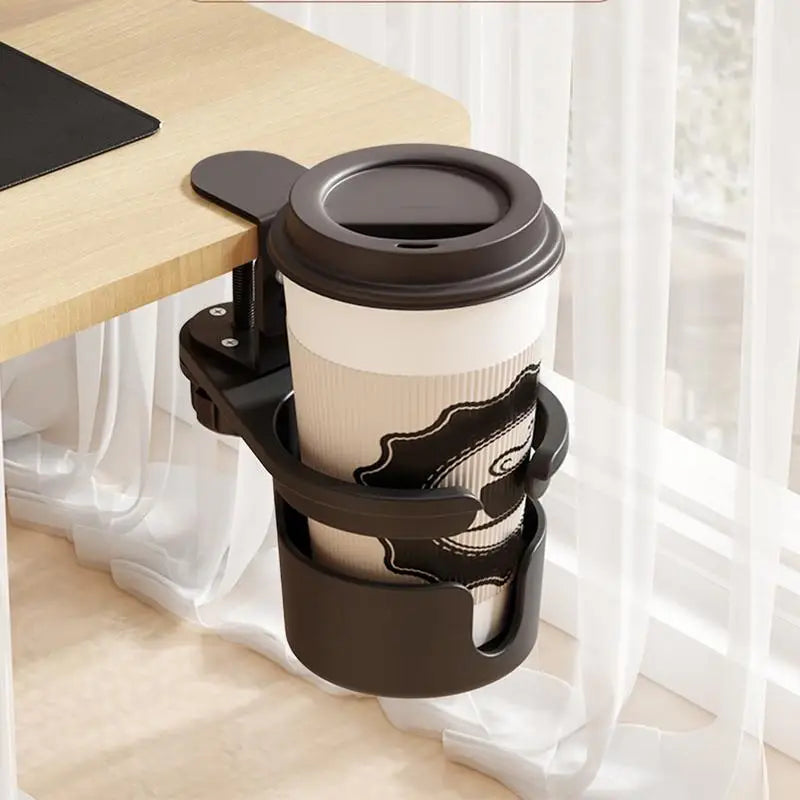 Desk Cup Holder Clamp Adjustable Anti-Spill Coffee Cup Holder 360 Degree Rotating Table Edge Clamp Cup Holder Anti-Fall Desk Oasis Select