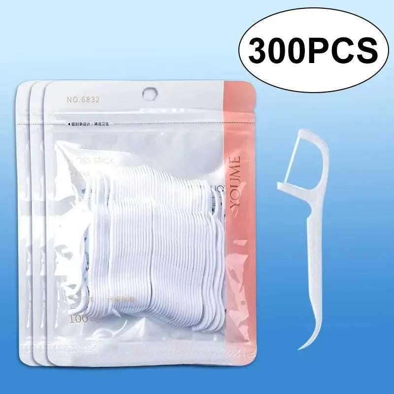 100/300/500pcs Disposable Dental Floss Stick Interdental Cleaning Line Proper Oral Care Portable Flosser For Daily Life Oasis Select 300pcs