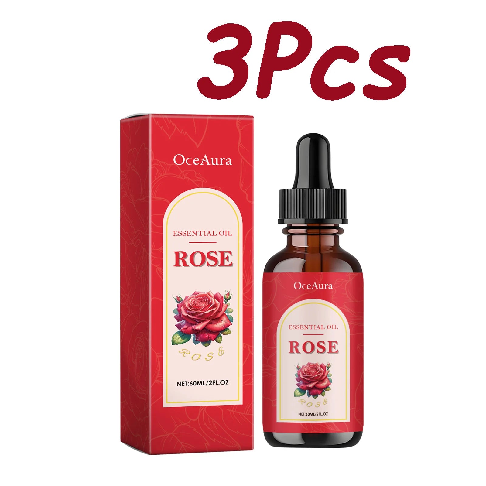 Rose Essential Oil Nourishing Moisturizing Soothing Dryness Skin Soften Delicate Smoothing Massage Essential Oil for Face Body Oasis Select 3Pcs 60ml Boxed