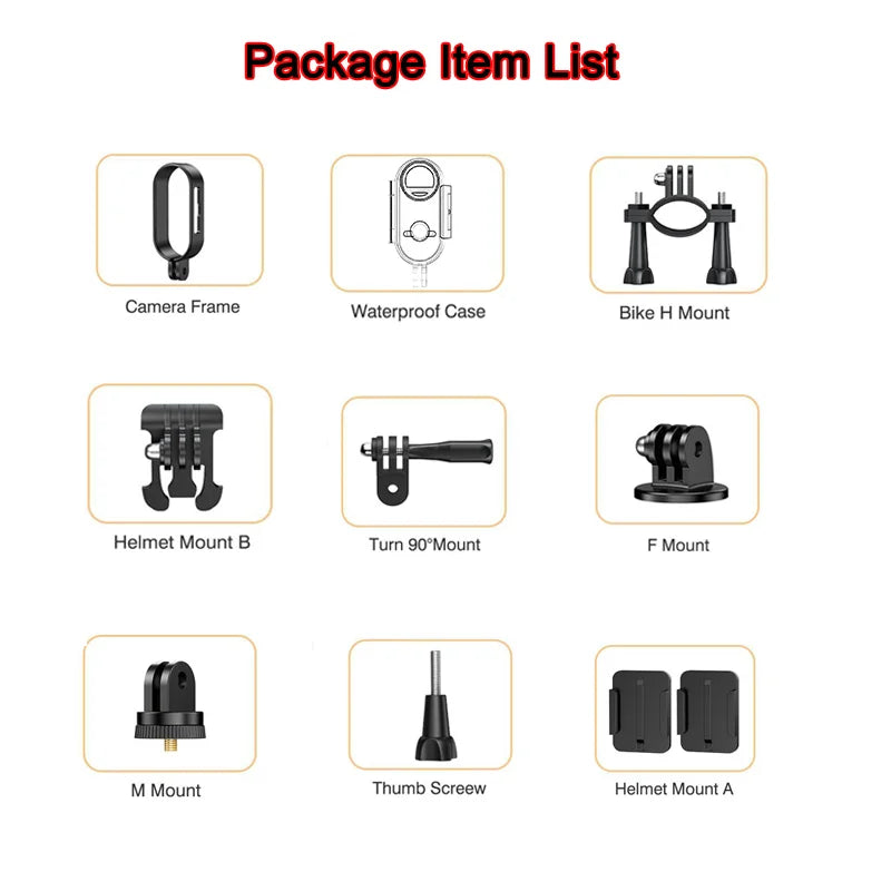 H88 Action Camera Accessories – Mounts, Buckles & Waterproof Case