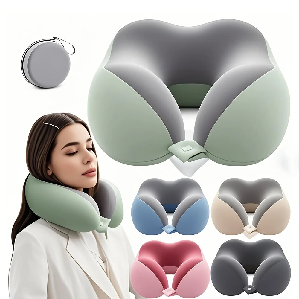 Comfortable U - Shaped Neck Pillow with Pouch - For Travel, Naps, Office, Slow Rebound, Machine - Washable Cover Oasis Select