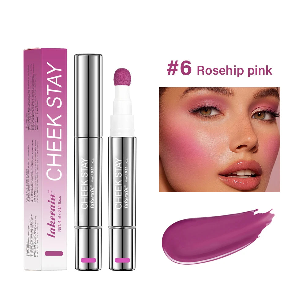 Cheek Blusher long lasting All-Day Liquid Blush makeup Silky texture blendable Colors Sponge Applicator Blush makeup Oasis Select 6 Rosehip pink