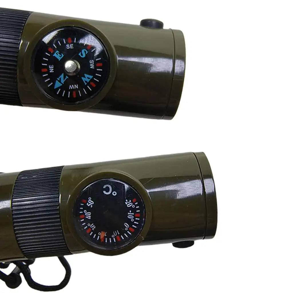 7-in-1 Survival Whistle with LED Light Compass Thermometer Essential Emergency Safety Gear For Outdoor Hiking Camping Adventures Oasis Select