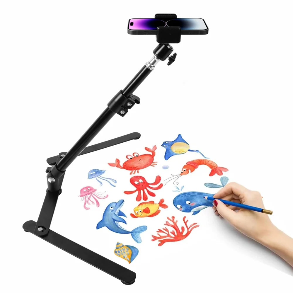 VeFly Foldable Desktop Overhead Tripod Stand with Phone Holder