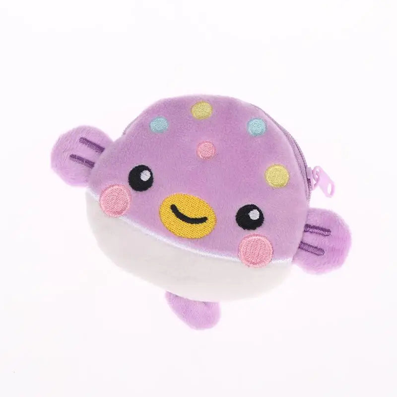 Cute Pufferfish Plush Mini Coin Purse – Zipper Pouch Wallet Novelty Coin Purse Oasis Select A8