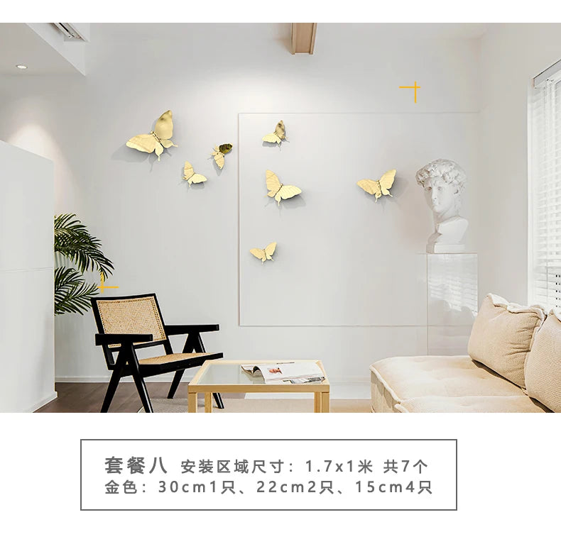 TV Background Wall Sofa Decoration Room Wall Decoration Butterfly Wall Creative Decoration Pendant Decor Aesthetic Oasis Select Package 8