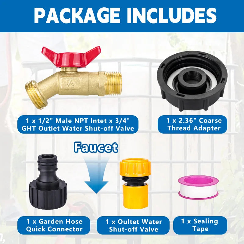 IBC Tote Tank Adapter Male Thread Drain Hose Connector Faucet Tap Valve Fitting Part Tank Faucet Adapter Oasis Select