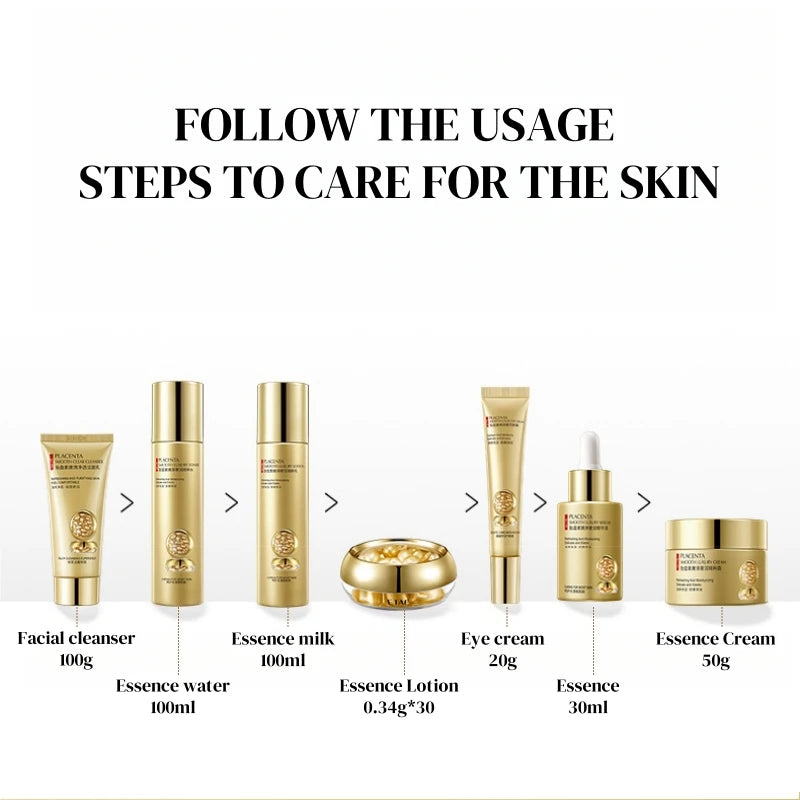 Placenta Essence 7-Piece Skincare Set – Hydrating & Nourishing Skincare Gift Set Oasis Select