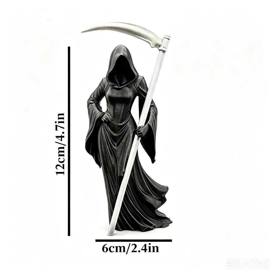 Hooded Faceless Death Goddess Figurine Reaper Statue Eerie Gothic Tabletop Decor Room Decoration Unique Novelty Gift Oasis Select Black