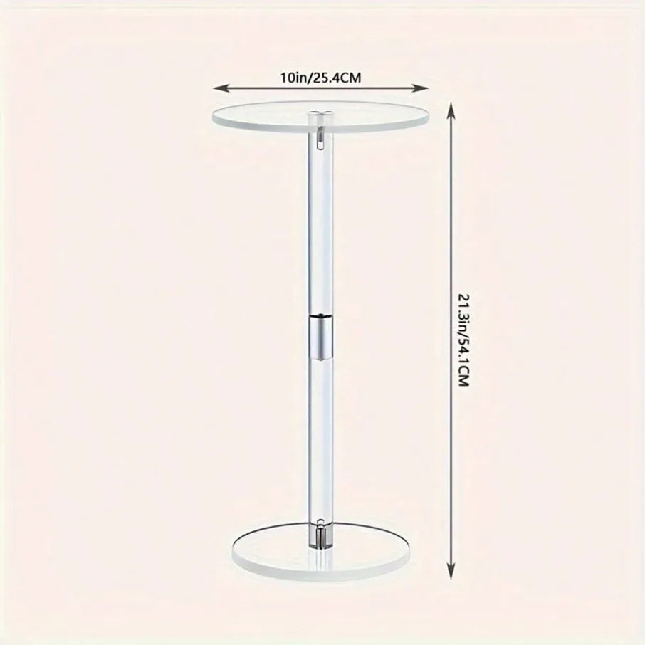 Transparent Tea Table Acrylic Side Small Round Simple Creative Corner Modern Table Space Saving Drink Table for Liveingroom Oasis Select