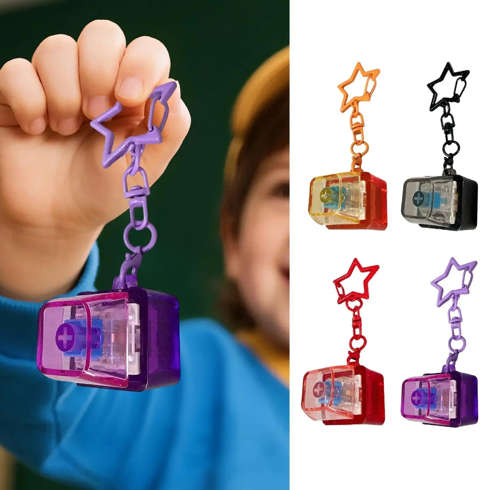 Portable Pentagram Pendant Mechanical Keyboard Button Keychain Fingertip Fidget Toy Anti-Anxiety Stress Relief Tools Oasis Select
