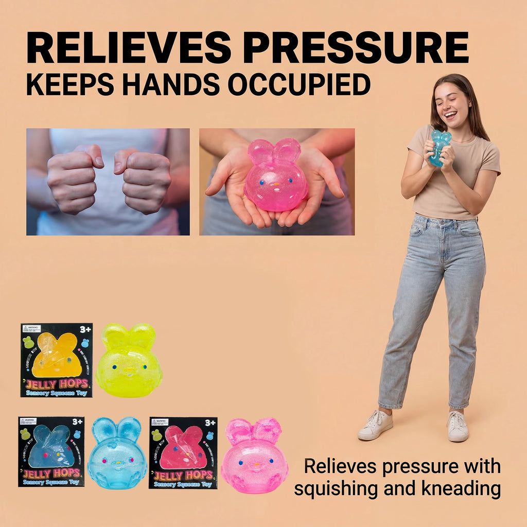 Jelly Rabbit Hops Sensory Squeeze Toy Stress-Relief Slow Rebound Soft Pinch Desktop Decoration Party Birthday Gifts Oasis Select