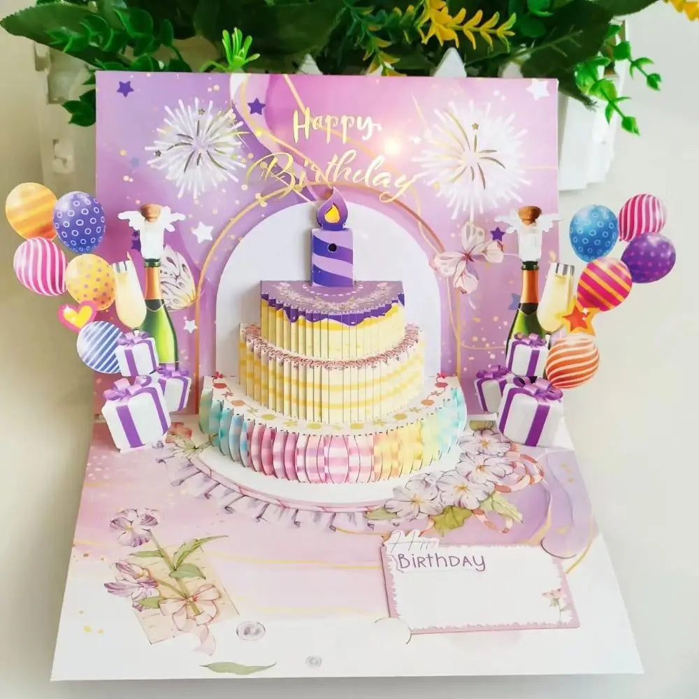 3D Pop-Up Musical Birthday Card with LED Blowable Candle