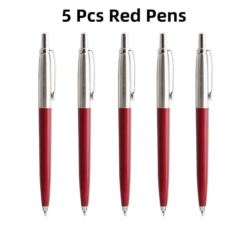 5Pcs Metal Ballpoint Pens Set,G2 Refill Blue Ink Automatic Pens, Promotional Writing Pens for School Office Stationery Metal Pen Oasis Select 5 Pcs Red Pens