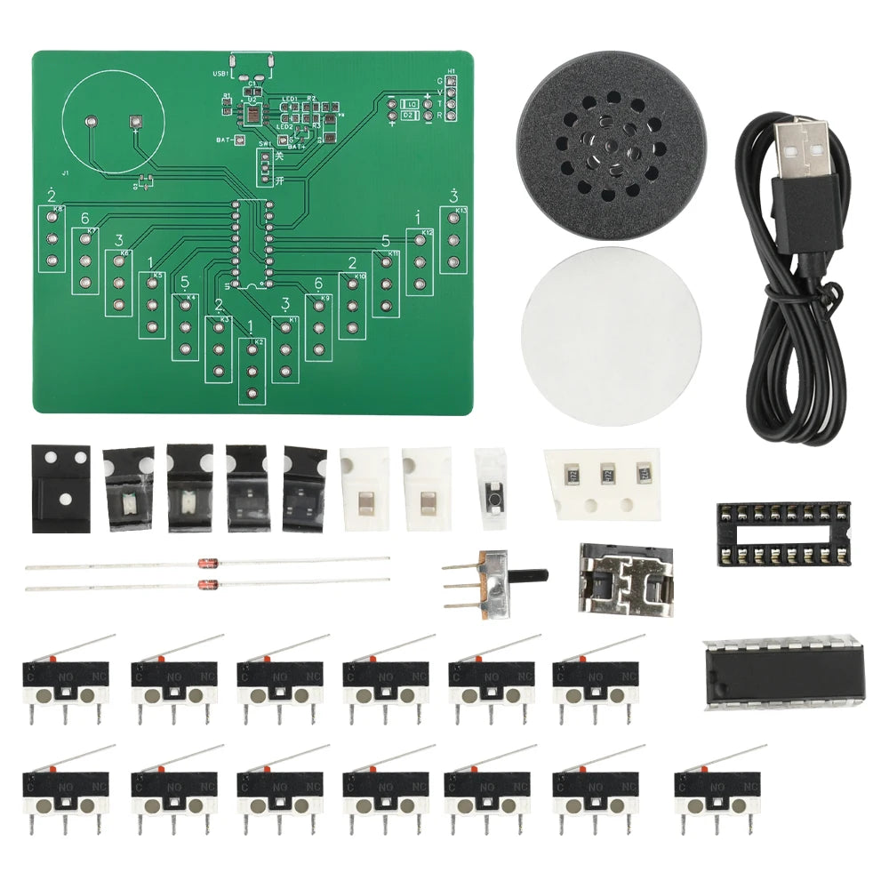 DC 3-5V Type-C Electronic Kalimba DIY Kits Pentatonic Scale Musical Instrument Circuit Board Welding Practice Teaching Parts Kit Oasis Select