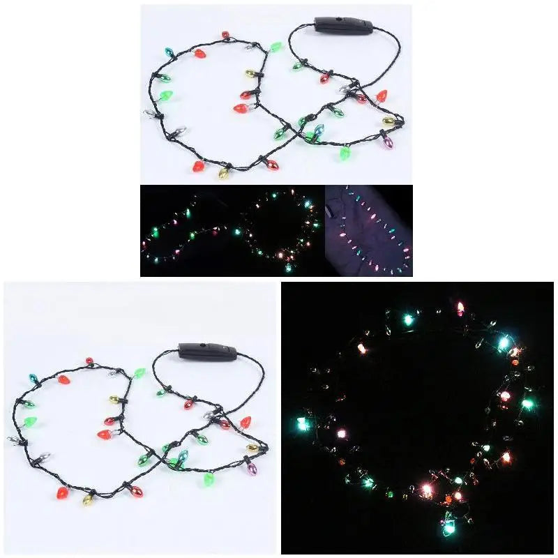 LED Flashing Christmas Light Necklace | 8 Bulbs, 3 Modes