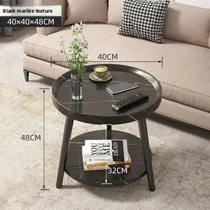 Multi-functional Coffee table balcony round living room double edge few bedside small round table Oasis Select Black 40-2
