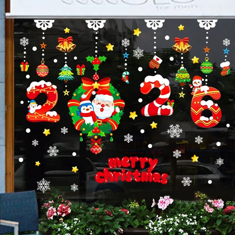 Christmas Snowman Santa Electrostatic Window Decals | 2/4 PCS