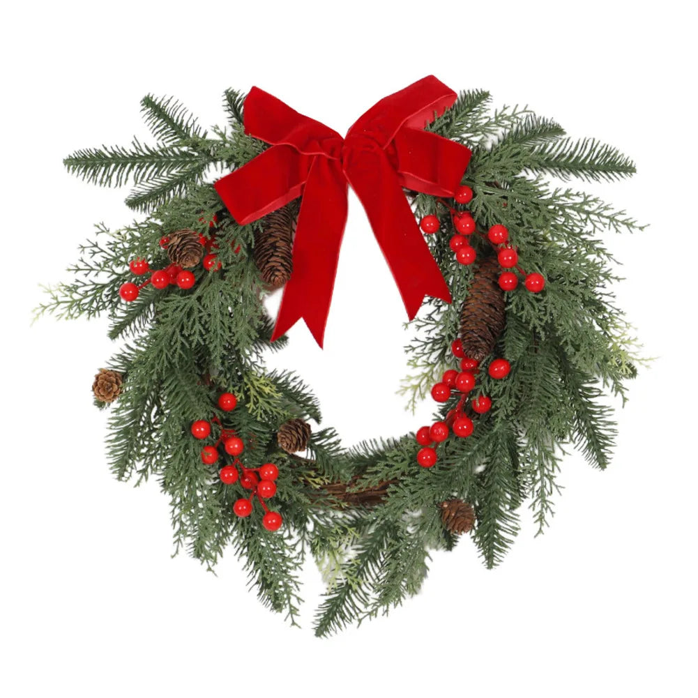 Indoor Outdoor Wreath Christmas Wreath Versatile Decorative Wreath Festive Door Hanging Wreath Holiday Atmosphere Oasis Select wreath without light China Mainland