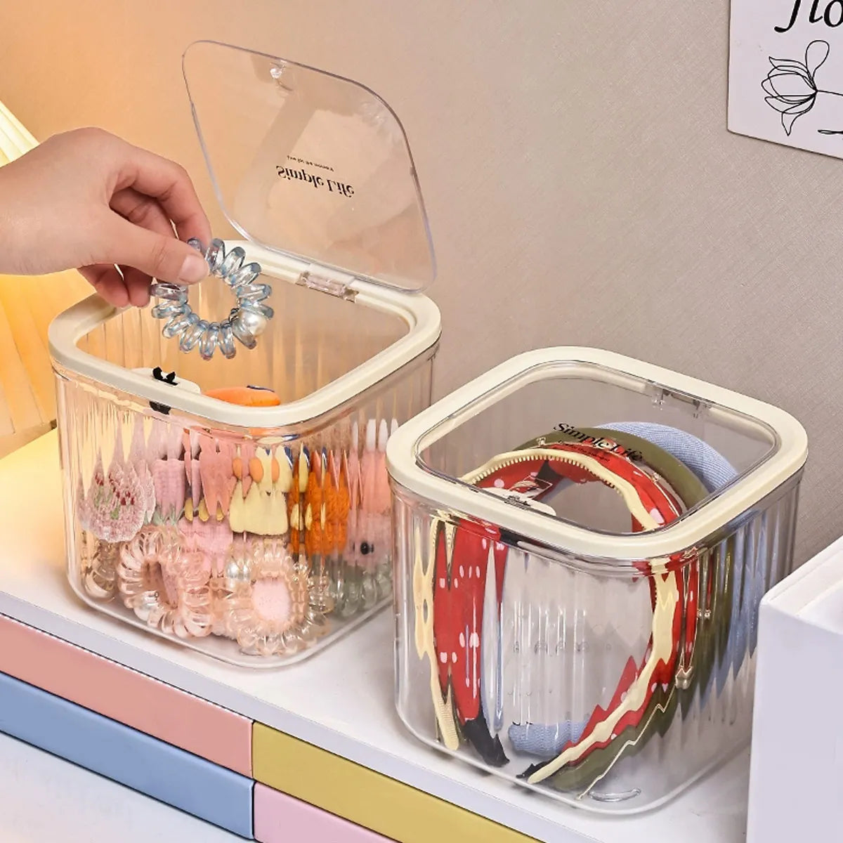 1pc Hair Accessory Storage Box, Desktop Press On Jewelry Box, with Lid, Girls' Rubber Band Headband Hair Clip Organizing Box Oasis Select