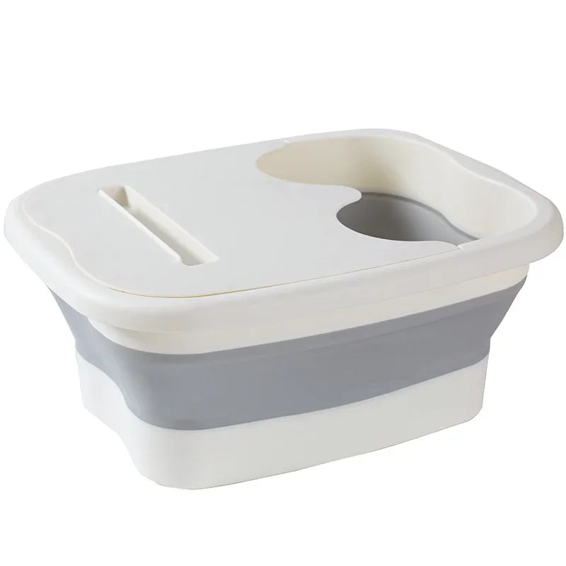 Foldable Footbath Massage Bucket Soaking Bucket Folding Basin Spa Foot Bath Bucket Household Sauna Bathtub Pedicure Bath Bathtub Oasis Select White-lid