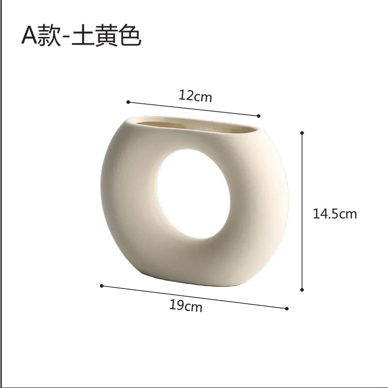 Nordic Geometric Creative Art Plain Germ Dried Flower Ceramic Vase Homestays Vases Oasis Select B