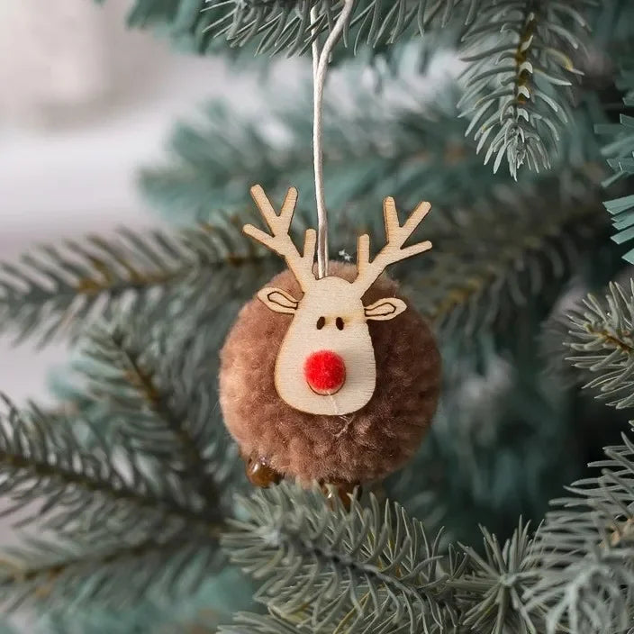 Christmas Tree Hanging Pendants Happy New Year Bell Pendant Merry Christmas Decorations for Home Xmas Ornaments Couple Gift Oasis Select Deer Brown