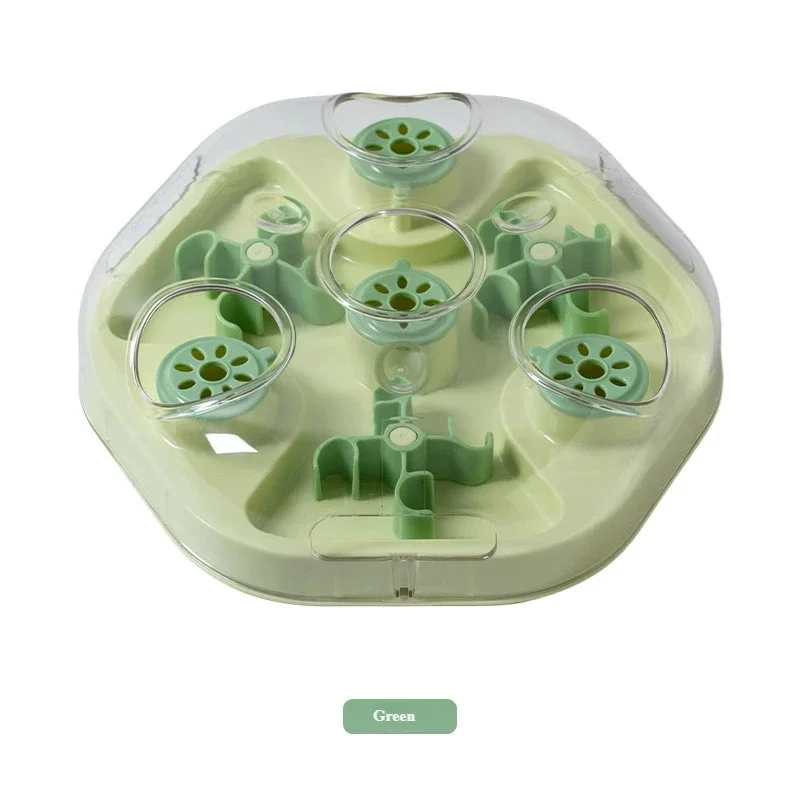 Cat puzzle leakage toy, cat hiding food, anti choking, freeze-drying, slow food maze, teasing cat leakage toy Oasis Select green
