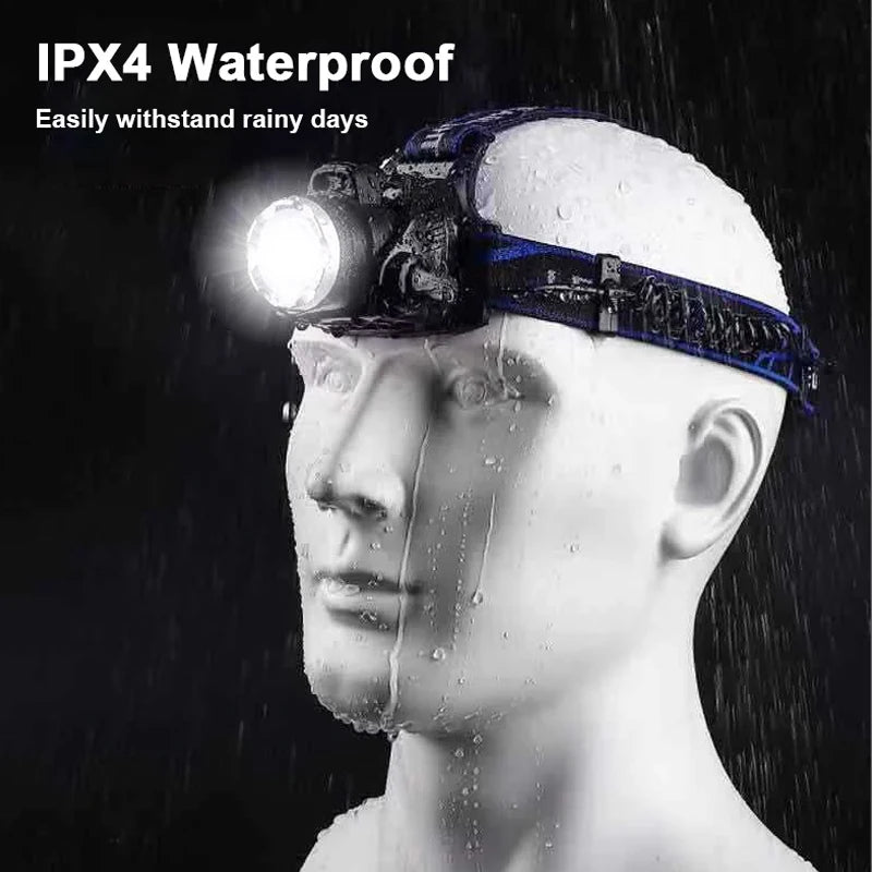Powerful LED Induction Headlamp USB/DC Rechargeable Super Bright Head Flashlight Outdoor Camping Fishing Hunting Headlight Oasis Select