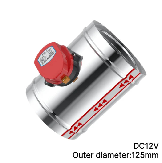 Air Damper Check Valve 100/125/150/200mm Stainless Steel 201 AC 220V DC12V DC 24V Electric Air Valve Motorized for Pipe 4" 5" 6" Oasis Select 125mm DC12V