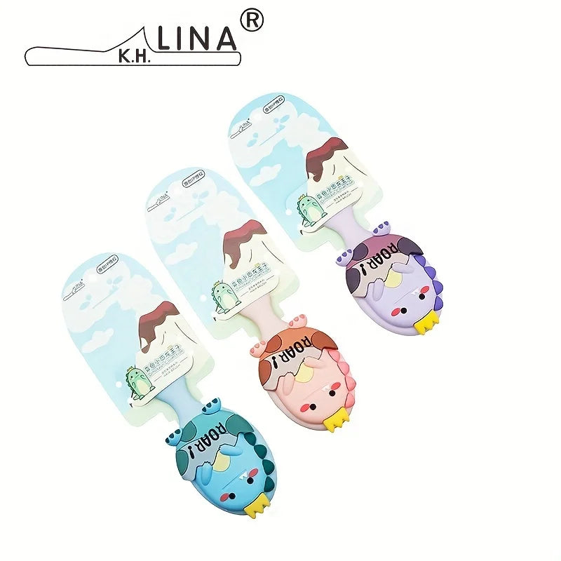Cute Dinosaur Design Mini Detangling Brush - Air Cushion Scalp Massager for Smooth Hair Oasis Select