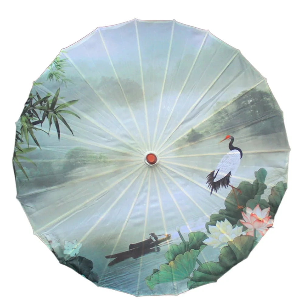 Handmade Silk Cloth Women Umbrella Waterproof Rain Proof Chinese Oil Paper Umbrella Decorative Ancient Dance Umbrella Oasis Select Style 28