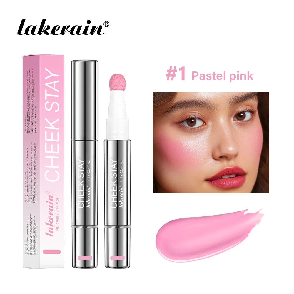 Cheek Blusher long lasting All-Day Liquid Blush makeup Silky texture blendable Colors Sponge Applicator Blush makeup Oasis Select 1Pastel pink