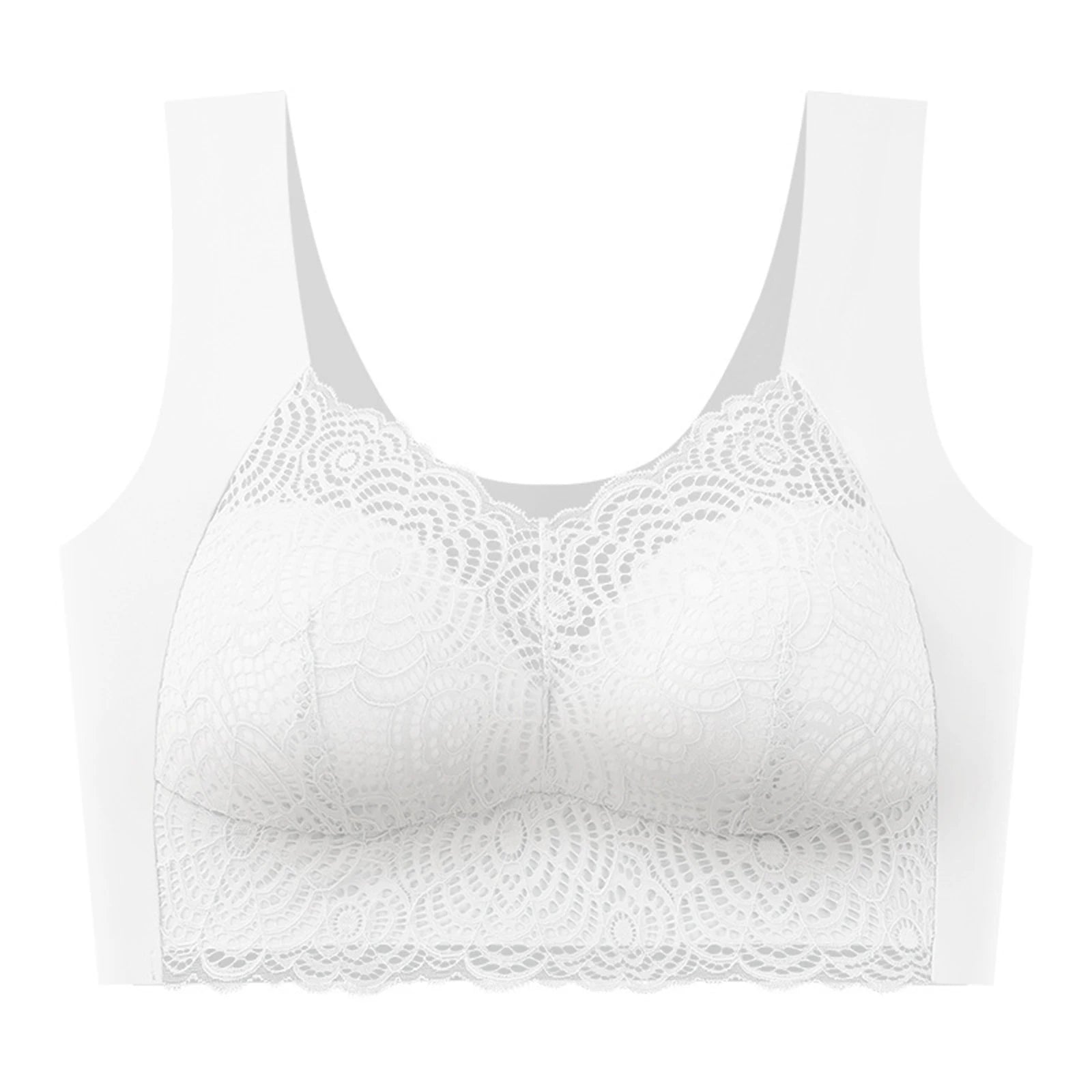 Sexy Bra Thin Lace Wireless Bra No Underwire Anti Shake Side Breast Reduction Seamless Underwear for Women Chinese Brand Oasis Select White 46