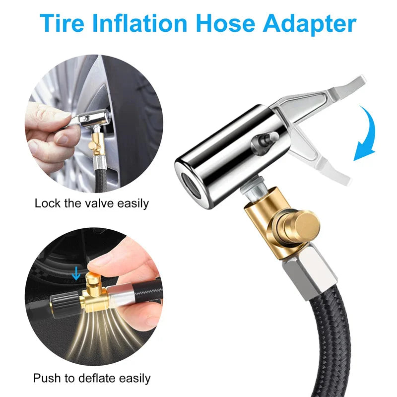 Quick Connect Release Flexible Braided Hose Tire Valve Connection Tube Inflator Compressor Pump Extension Hose For Car Oasis Select