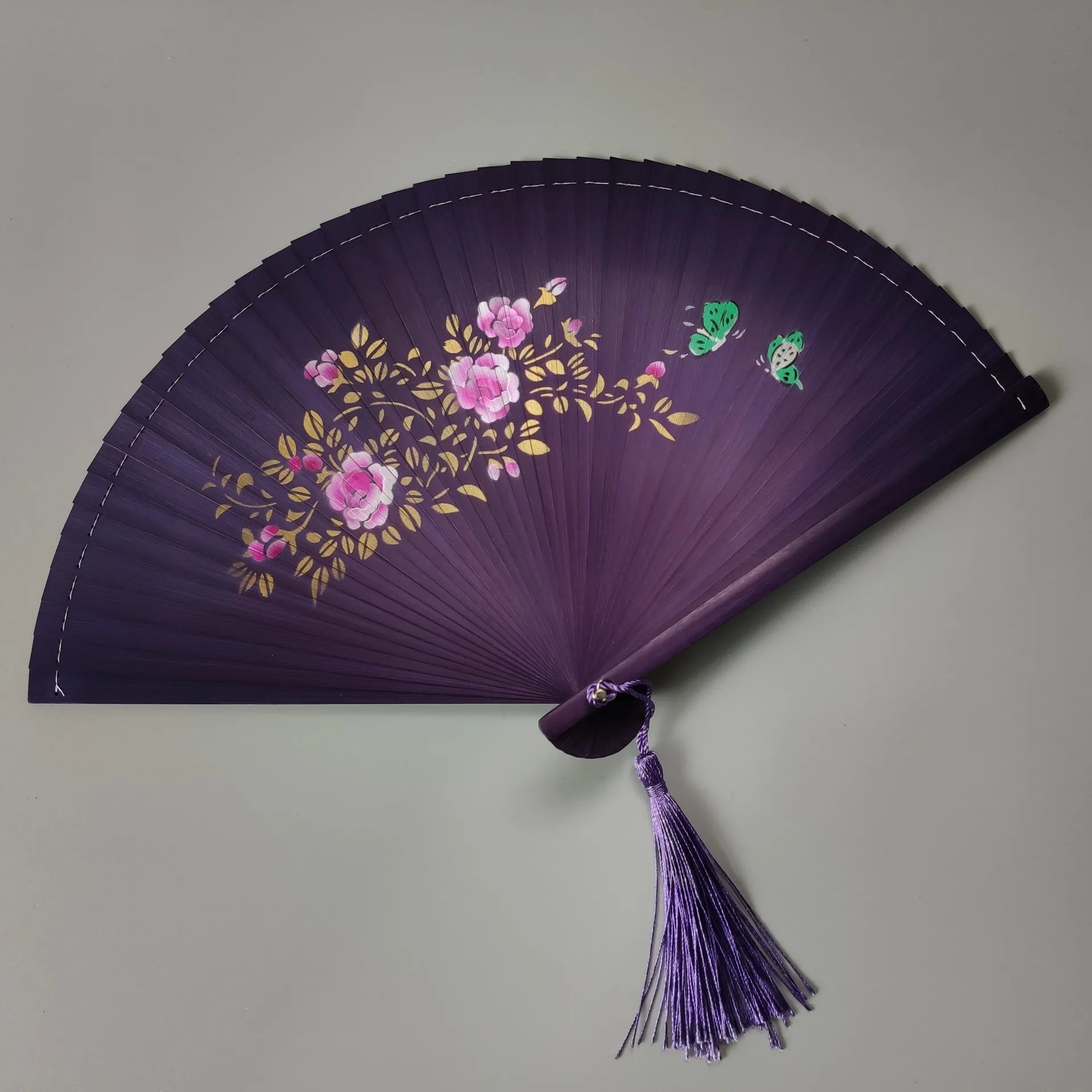 All bamboo spray painting fan high-end fine painting dance fan hollow carving folding fan Oasis Select 13