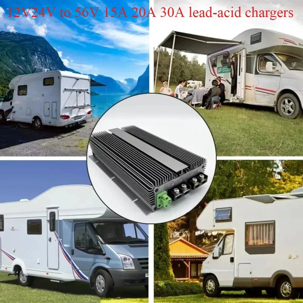 12V24V to 56V 15A 20A 30A lead-acid chargers DC DC boost automotive battery chargers for auxiliary batteries CE Oasis Select