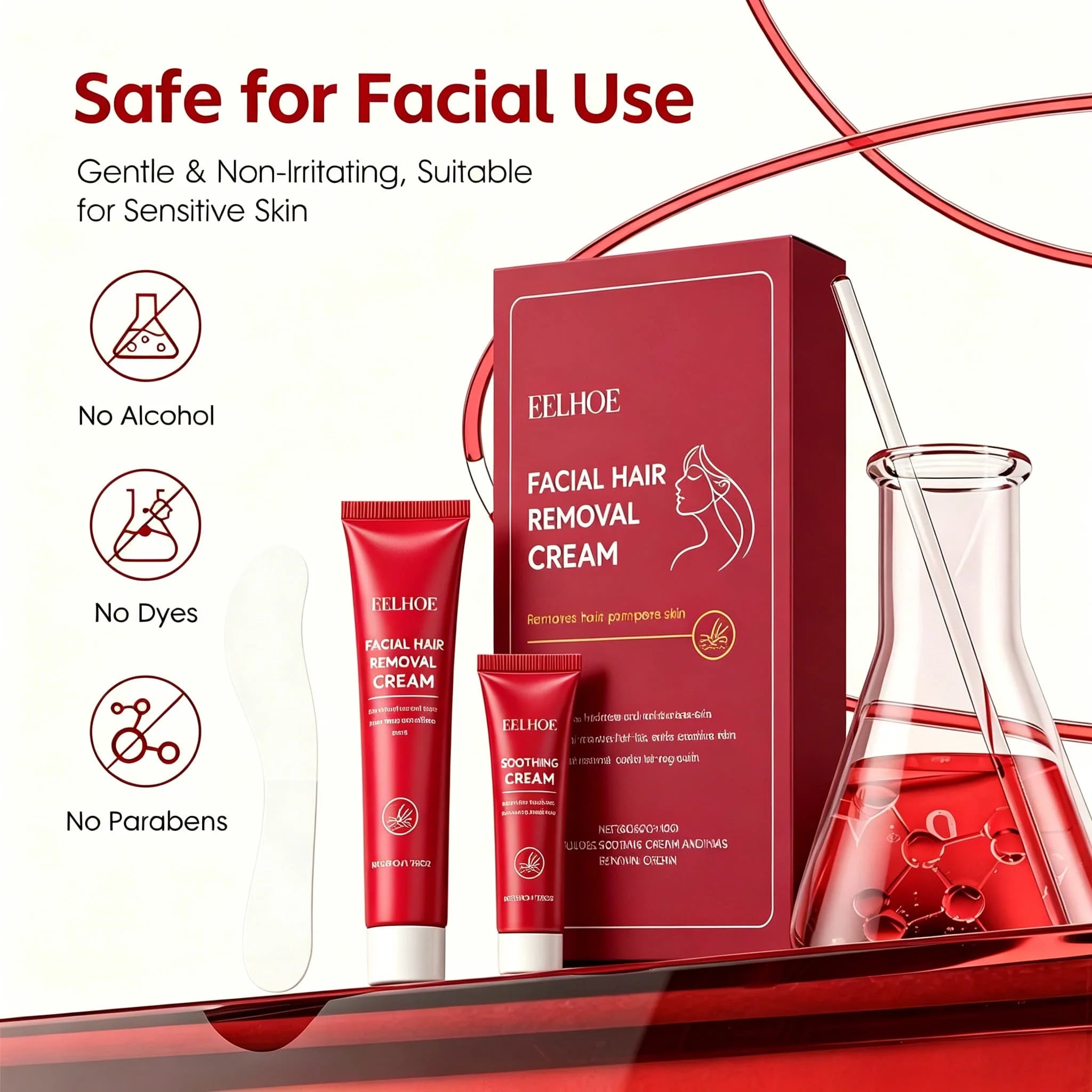 Facial Hair Remover Cream Kit for Women Coarse Gentle Depilatory epilatory Creams Face Upper Lip Chin, For Smooth Skin Cream Oasis Select