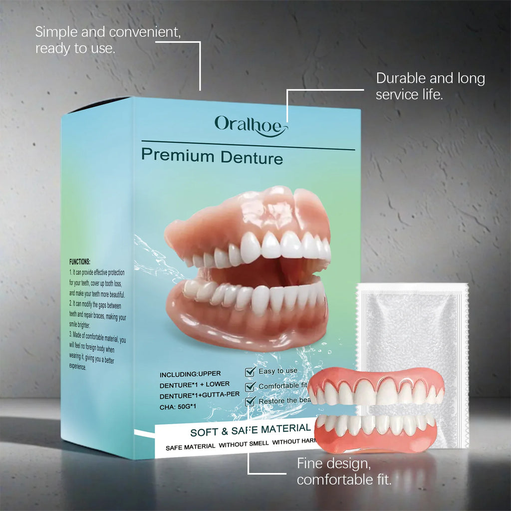 Safety Denture Set Realistic Natural False Tooth Denture Comfortable Safe Simple Firm Not Loss Cover Imperfect Teeth Denture Set Oasis Select