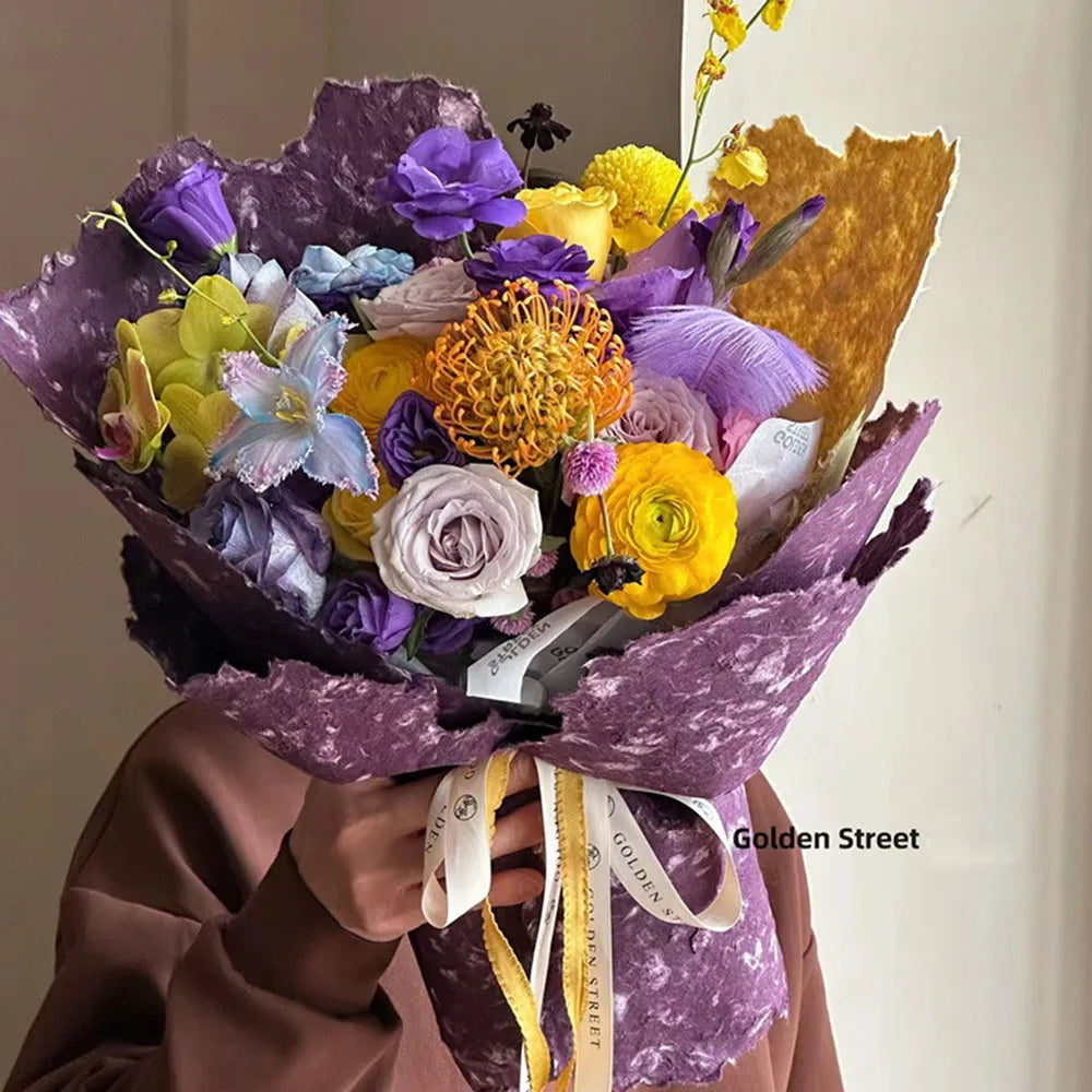 4 Pieces 50 X 70cm Mother's Day Petals Dongba Paper Handmade Retro Texture Packaging Papers Flower Bouquet DIY Packaging Oasis Select