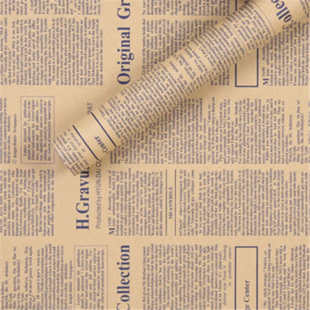 1sheetsper pack, vintage English newspaper kraft paper, brown kraft outer wrapping paper for gift packaging for gift wrapping Oasis Select blue