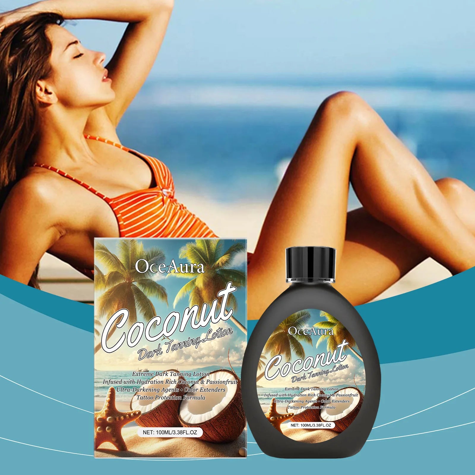OceAura Coconut Dark Tanning Lotion – Bronzer & Sunless Tan Sunless Tanning Lotion Oasis Select