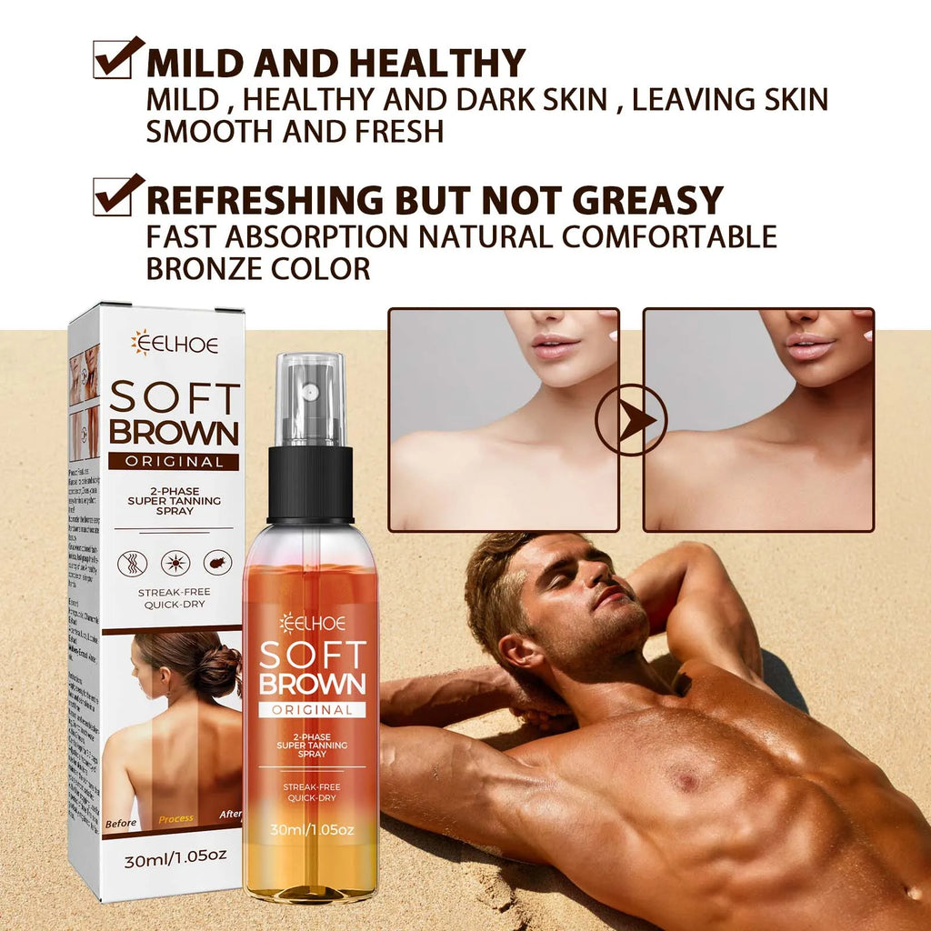 Self Tanning Spray Assist Natural Soft Antique Bronzer Wheat Skin Tone Tanning Accelerator Spray Beach Outdoor Sunscreen Care Oasis Select