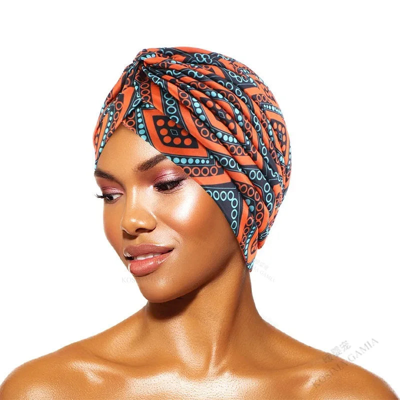 Fashion Printed Knot Turban Headwrap for Women Soft Chemo Cap Muslim Hijab Beanie Headscarf for Hair Loss and Daily Style Oasis Select
