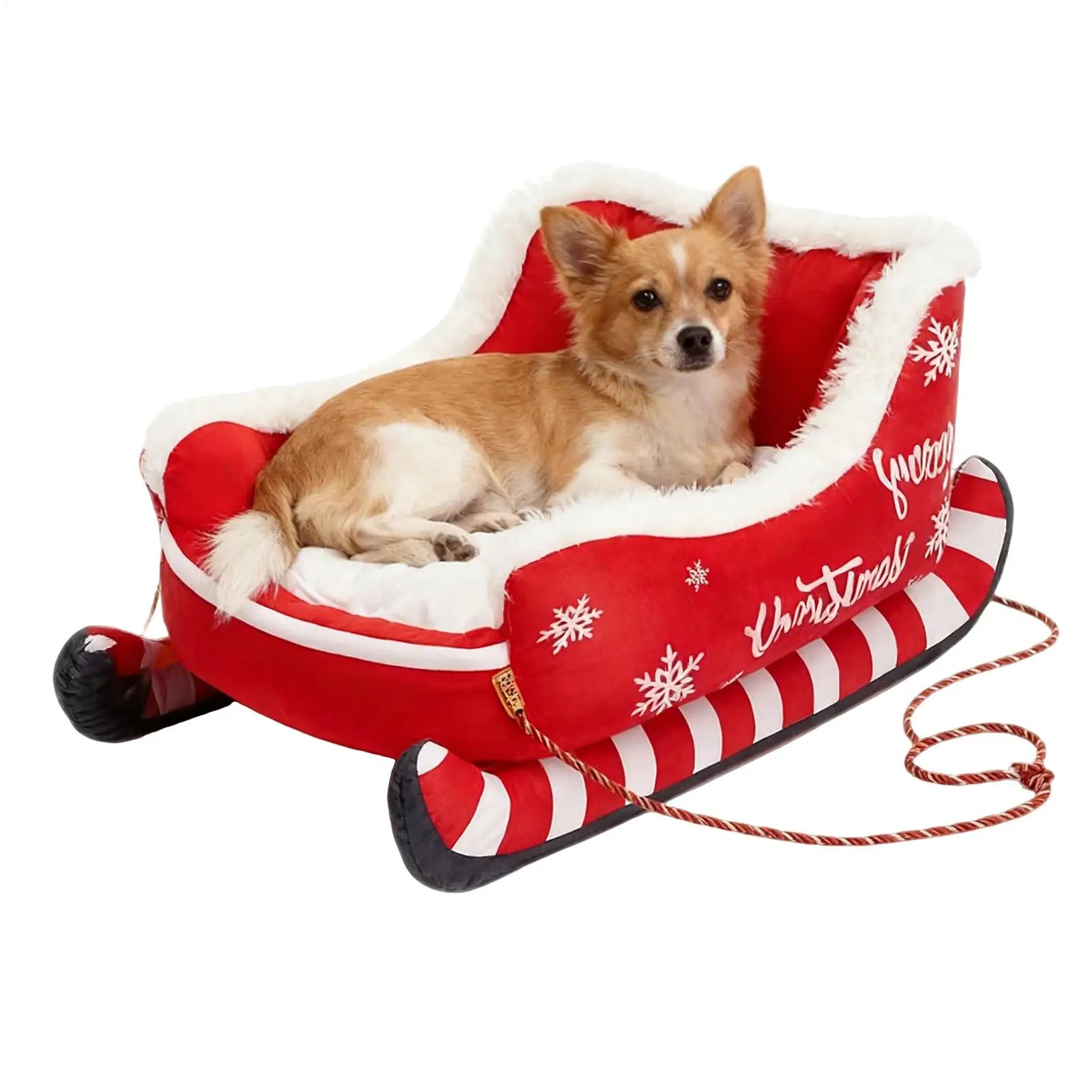 Cat Bed Christmas Dog Bed Warm Mat with Non-slip Base Washable Dog Bed Sled Cat Hammock Dog Sofa Bed Nest for Small Cats Dogs Oasis Select