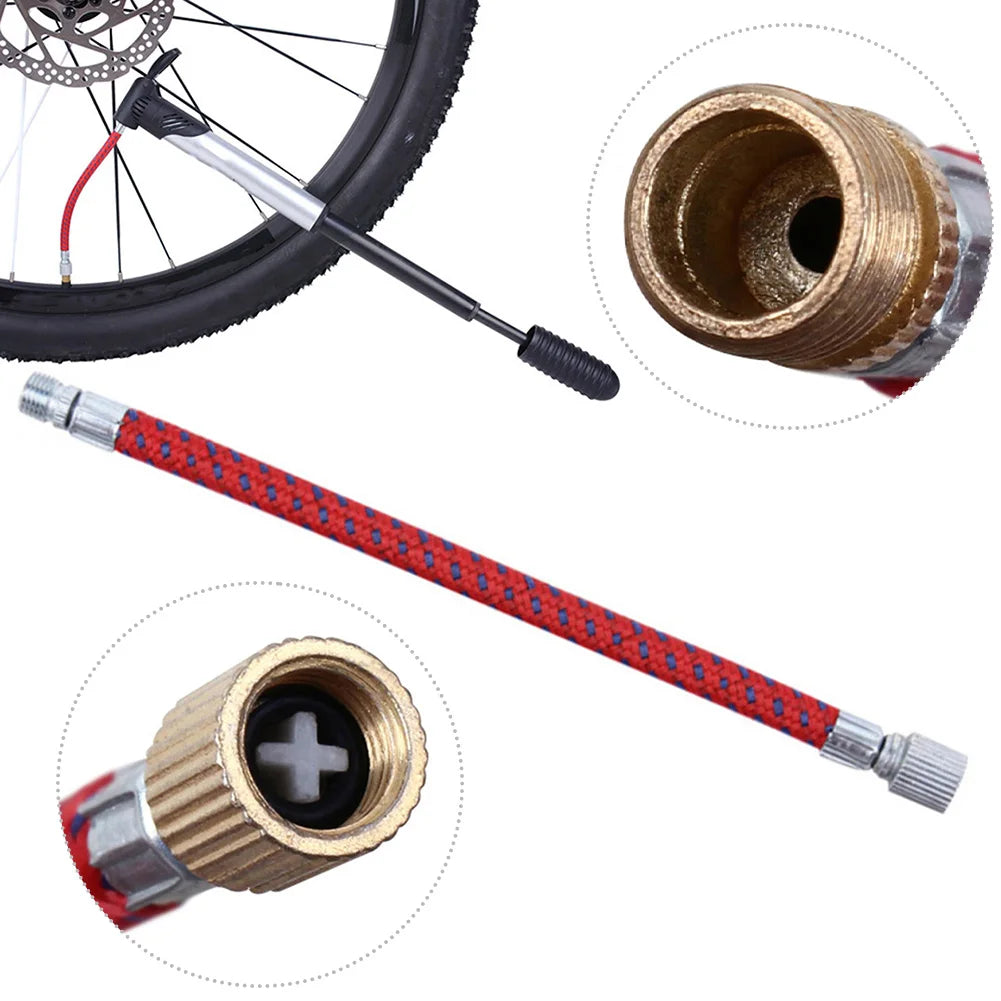 2pcs Bike Pump Inflator Extension Hose Adapter For Schrader-Valve Bicycle High Pressure Air Connection Cycling Accessories Oasis Select