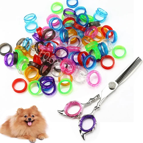 10/5PCS Silicone Finger Rings for Cat Dog Hair Scissors Professional Pet Grooming Scissors Protector Cutting Curved Shears Oasis Select